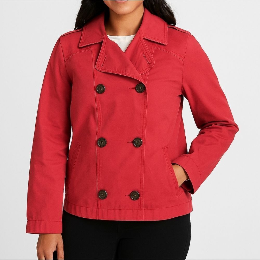 GAP Women's Red Short Lined Canvas Pea Jacket